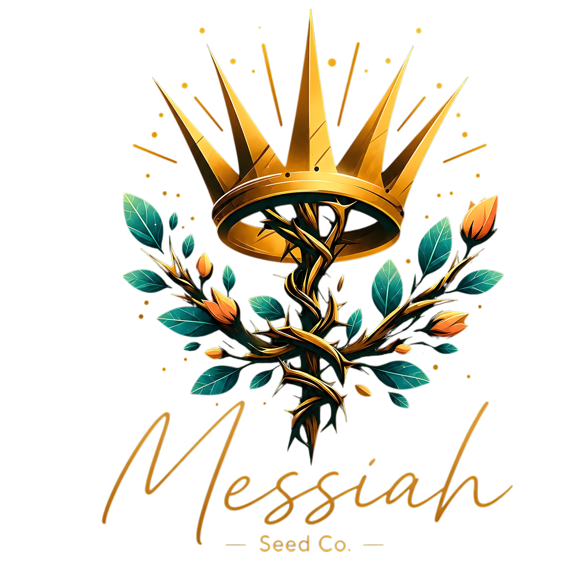 Messiah Seed Co. crown and botanical logo